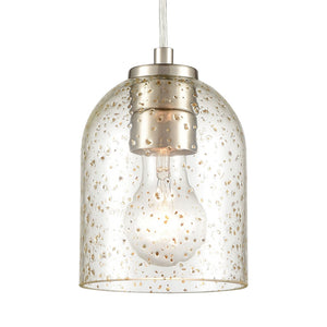 Atlas Sprinkle 5" Wide Mini Pendant Light - Clear Glass with Amber Speckles in Satin Nickel Finish CL11680-CL