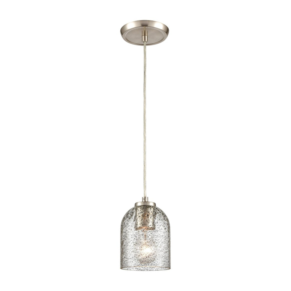 Atlas Sprinkle 1-Light Mini Pendant - Clear Glass with Carbon Speckles & Satin Nickel Finish for Modern Spaces CL11680-GY
