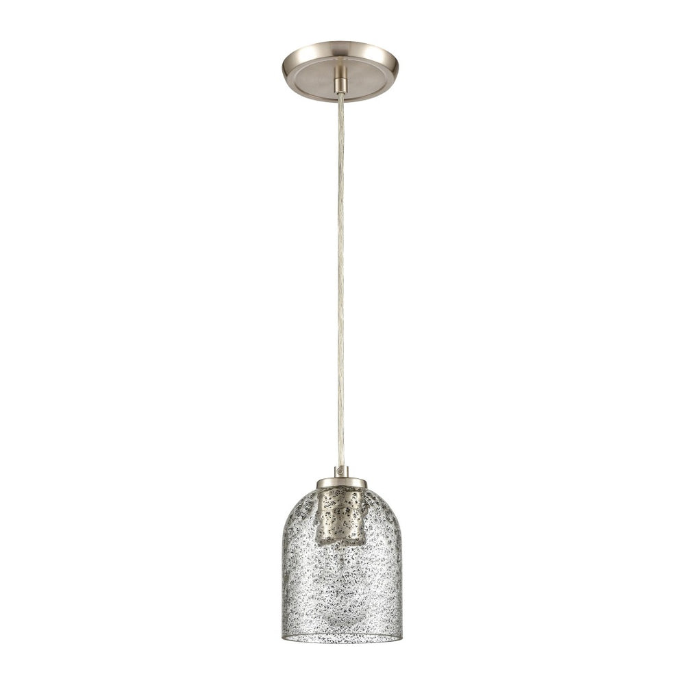 Atlas Sprinkle 1-Light Mini Pendant - Clear Glass with Carbon Speckles & Satin Nickel Finish for Modern Spaces CL11680-GY
