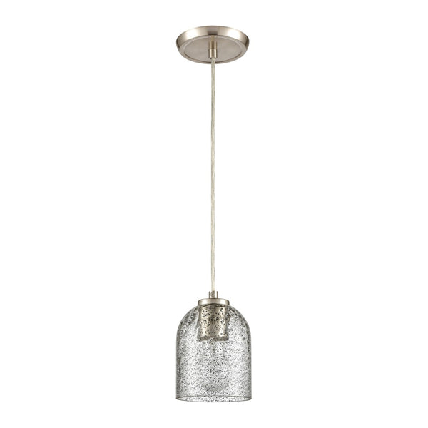 Atlas Sprinkle 1-Light Mini Pendant - Clear Glass with Carbon Speckles & Satin Nickel Finish for Modern Spaces CL11680-GY
