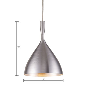 Atlas Spun Modern 7-Inch Wide Pendant Light - Sleek Design for Task & Decorative Illumination in Style Aluminum CL11681-SV