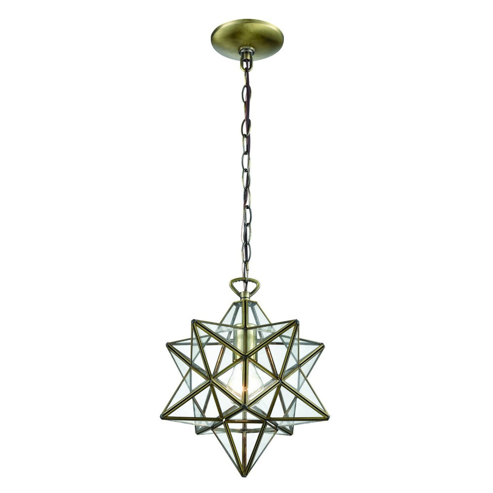Atlas Moravian Star 12" Wide 1-Light Mini Pendant in Antique Brass - Elegant Focal Point for Any Space CL11684-BS