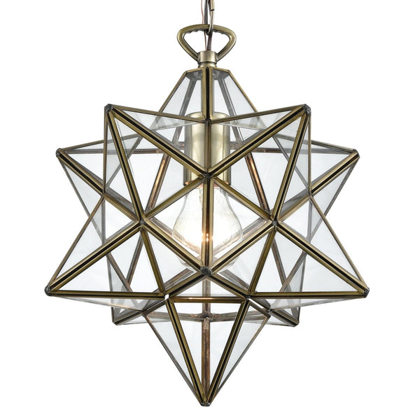 Atlas Moravian Star 12" Wide 1-Light Mini Pendant in Antique Brass - Elegant Focal Point for Any Space CL11684-BS