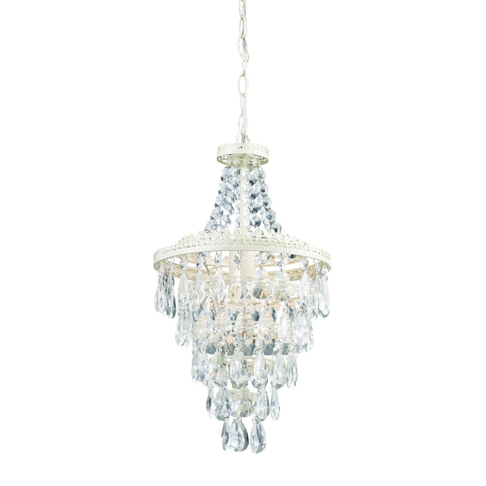 Atlas Sterling 11'' Wide Elegant Mini Pendant Light - Antique White with Crystal Accents for Modern Spaces CL11686-WH