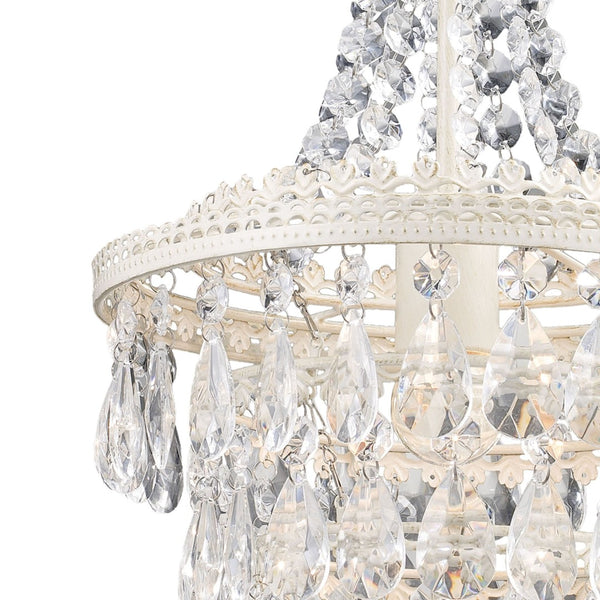 Atlas Sterling 11'' Wide Elegant Mini Pendant Light - Antique White with Crystal Accents for Modern Spaces CL11686-WH