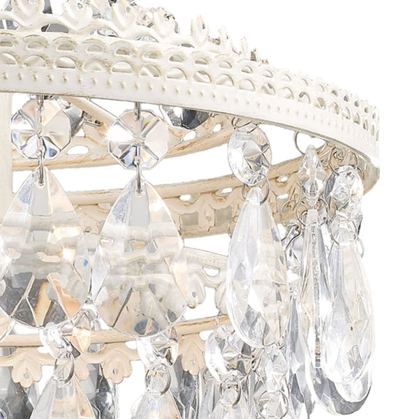 Atlas Sterling 11'' Wide Elegant Mini Pendant Light - Antique White with Crystal Accents for Modern Spaces CL11686-WH