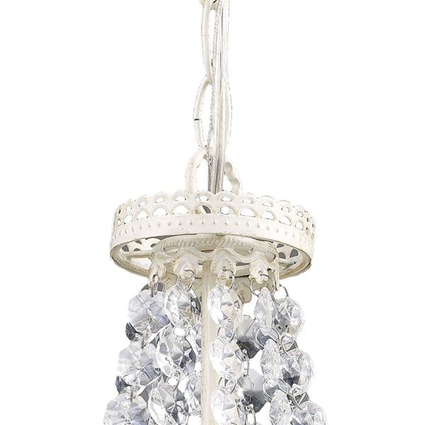Atlas Sterling 11'' Wide Elegant Mini Pendant Light - Antique White with Crystal Accents for Modern Spaces CL11686-WH
