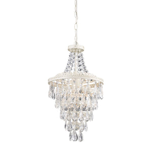 Atlas Sterling 11'' Wide Elegant Mini Pendant Light - Antique White with Crystal Accents for Modern Spaces CL11686-WH