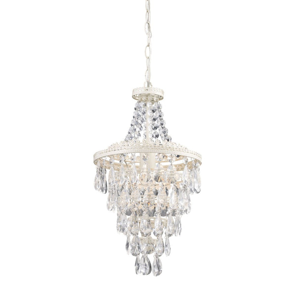 Atlas Sterling 11'' Wide Elegant Mini Pendant Light - Antique White with Crystal Accents for Modern Spaces CL11686-WH
