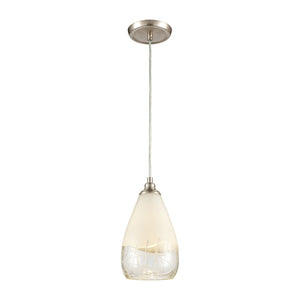 Atlas Sugarcoat 6'' Wide Mini Pendant Light - Satin Nickel with Opal Glass & Modern Scribble Design CL11687-WH