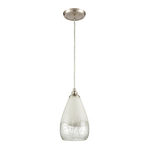 Atlas Sugarcoat 6'' Wide Mini Pendant Light - Satin Nickel with Opal Glass & Modern Scribble Design CL11687-WH