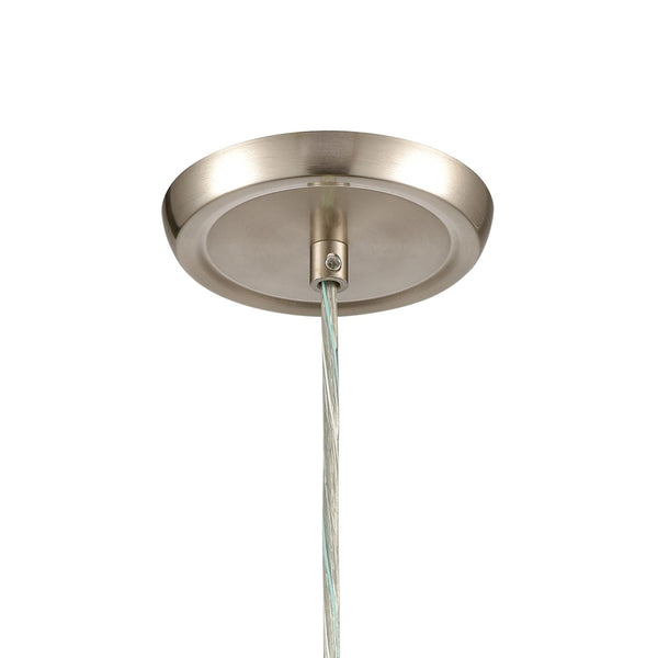 Atlas Sugarcoat 6'' Wide Mini Pendant Light - Satin Nickel with Opal Glass & Modern Scribble Design CL11687-WH