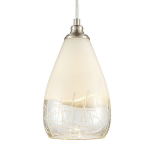 Atlas Sugarcoat 6'' Wide Mini Pendant Light - Satin Nickel with Opal Glass & Modern Scribble Design CL11687-WH