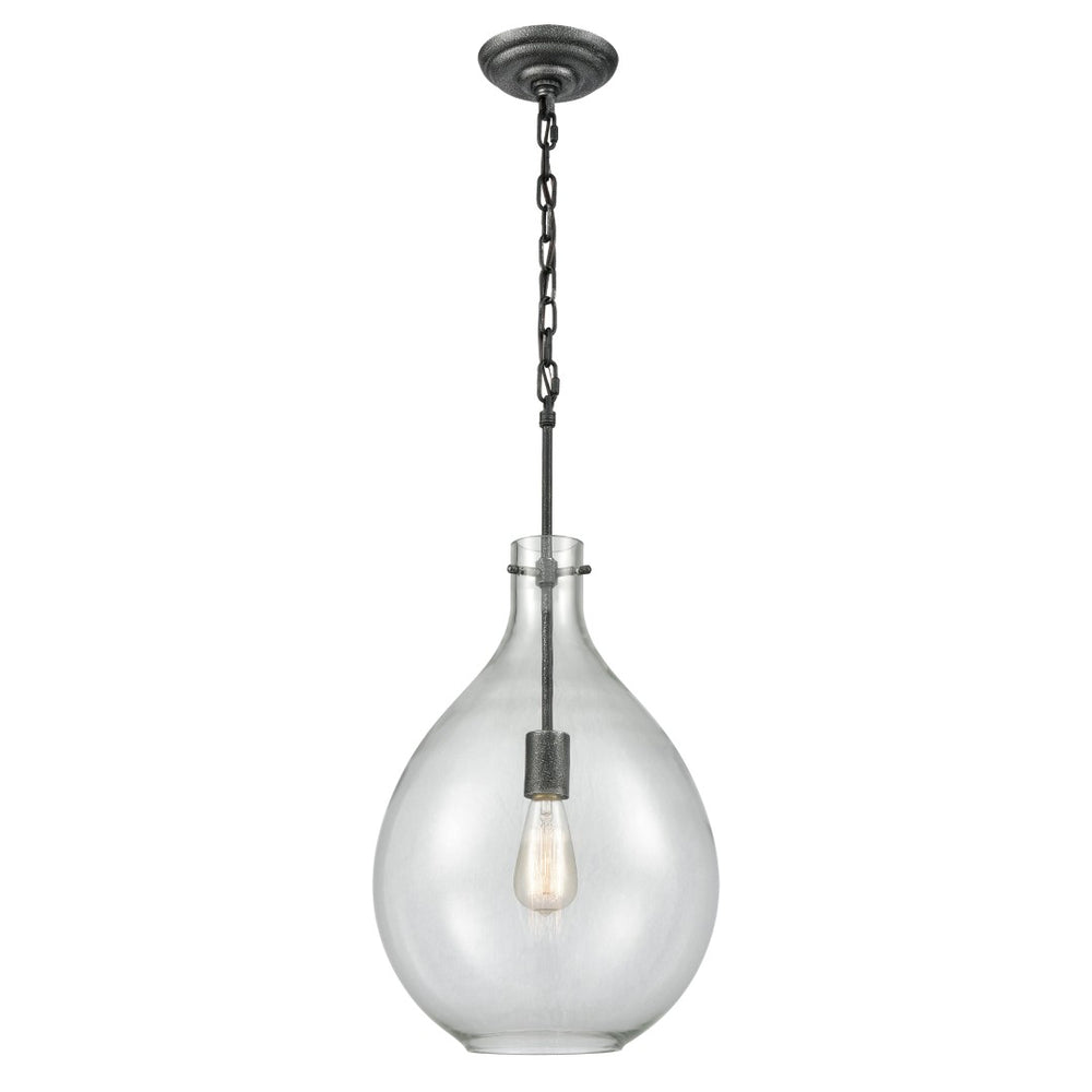 Atlas Sunderland 12" Wide 1-Light Mini Pendant - Modern Teardrop Design in Silvered Graphite Finish CL11688-GY