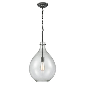 Atlas Sunderland 12" Wide 1-Light Mini Pendant - Modern Teardrop Design in Silvered Graphite Finish CL11688-GY