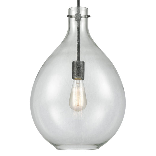 Atlas Sunderland 12" Wide 1-Light Mini Pendant - Modern Teardrop Design in Silvered Graphite Finish CL11688-GY