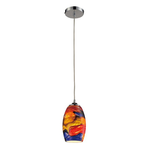 Atlas Surrealist 5" Wide 1-Light Pendant - Hand-Crafted Multicolor Glass with Polished Chrome Elegance CL11689-MU