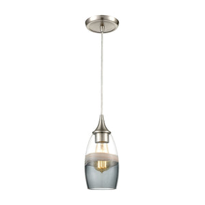 Atlas Sutter Creek 5'' Wide 1-Light Pendant - Modern Smoke Swirl Glass for Stylish Task Lighting Decor Satin Nickel CL11690-GY