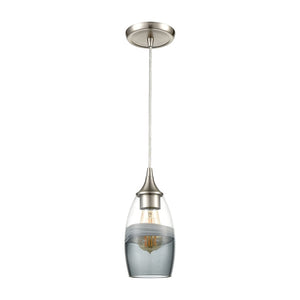 Atlas Sutter Creek 5'' Wide 1-Light Pendant - Modern Smoke Swirl Glass for Stylish Task Lighting Decor Satin Nickel CL11690-GY