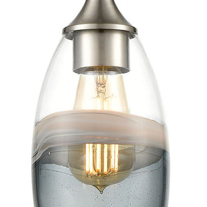 Atlas Sutter Creek 5'' Wide 1-Light Pendant - Modern Smoke Swirl Glass for Stylish Task Lighting Decor Satin Nickel CL11690-GY