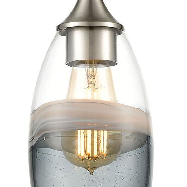 Atlas Sutter Creek 5'' Wide 1-Light Pendant - Modern Smoke Swirl Glass for Stylish Task Lighting Decor Satin Nickel CL11690-GY
