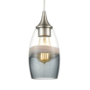 Atlas Sutter Creek 5'' Wide 1-Light Pendant - Modern Smoke Swirl Glass for Stylish Task Lighting Decor Satin Nickel CL11690-GY