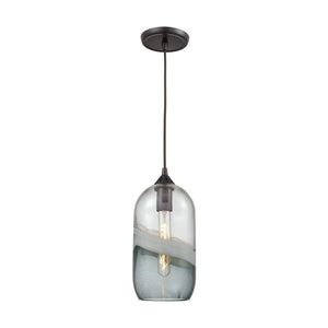 Atlas Sutter Creek 5'' Wide 1-Light Pendant - Modern Smoke Swirl Glass for Stylish Task Lighting Decor Oil Rubbed Bronze CL11691-GY