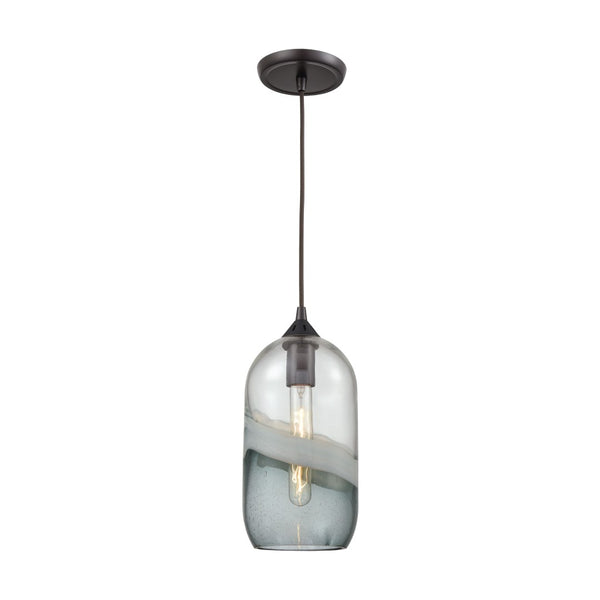 Atlas Sutter Creek 5'' Wide 1-Light Pendant - Modern Smoke Swirl Glass for Stylish Task Lighting Decor Oil Rubbed Bronze CL11691-GY