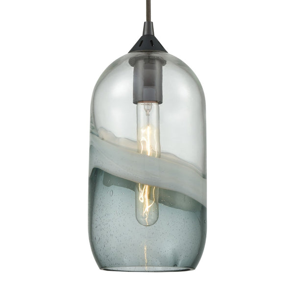Atlas Sutter Creek 5'' Wide 1-Light Pendant - Modern Smoke Swirl Glass for Stylish Task Lighting Decor Oil Rubbed Bronze CL11691-GY