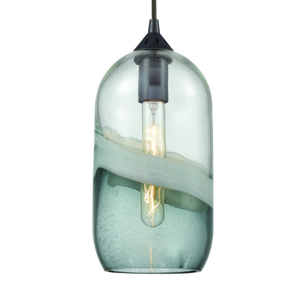 Atlas Sutter Creek 5'' Wide 1-Light Pendant - Modern Smoke Swirl Glass for Stylish Task Lighting Decor Oil Rubbed Bronze CL11691-GY