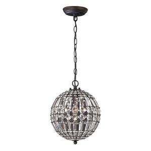 Atlas Talgarth 10.25'' Wide Mini Pendant Light - Dark Bronze with Crystal Drops for Elegant Ambiance CL11693-BZ