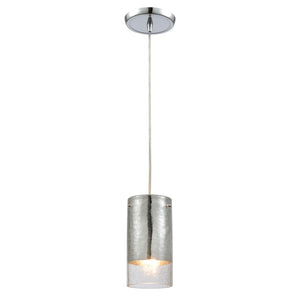 Atlas Tallula 4" Wide Pendant Light - Modern Polished Chrome with Textured Crackle Glass Shade CL11694-CH