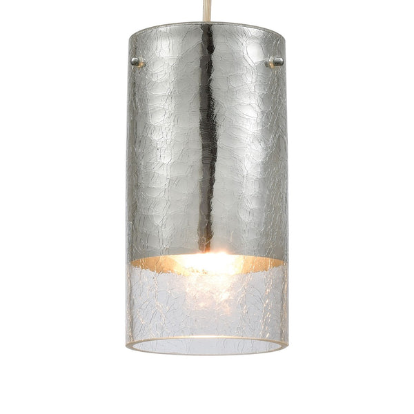 Atlas Tallula 4" Wide Pendant Light - Modern Polished Chrome with Textured Crackle Glass Shade CL11694-CH