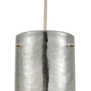 Atlas Tallula 4" Wide Pendant Light - Modern Polished Chrome with Textured Crackle Glass Shade CL11694-CH
