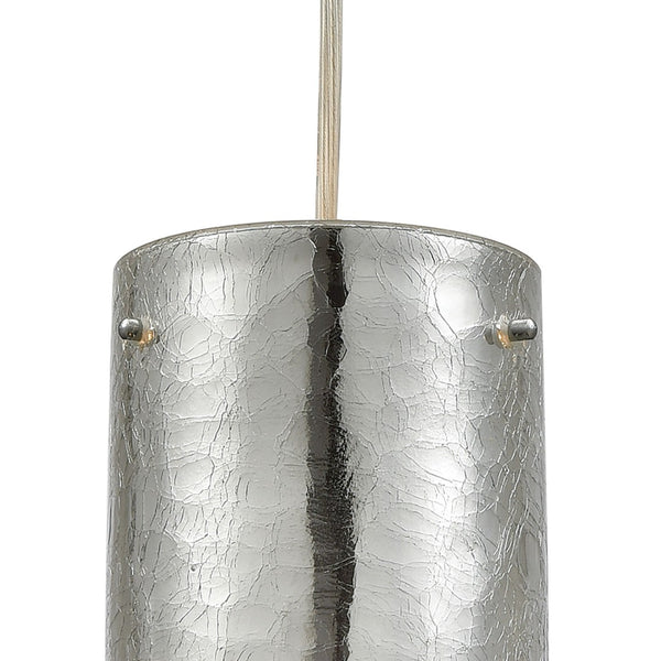 Atlas Tallula 4" Wide Pendant Light - Modern Polished Chrome with Textured Crackle Glass Shade CL11694-CH