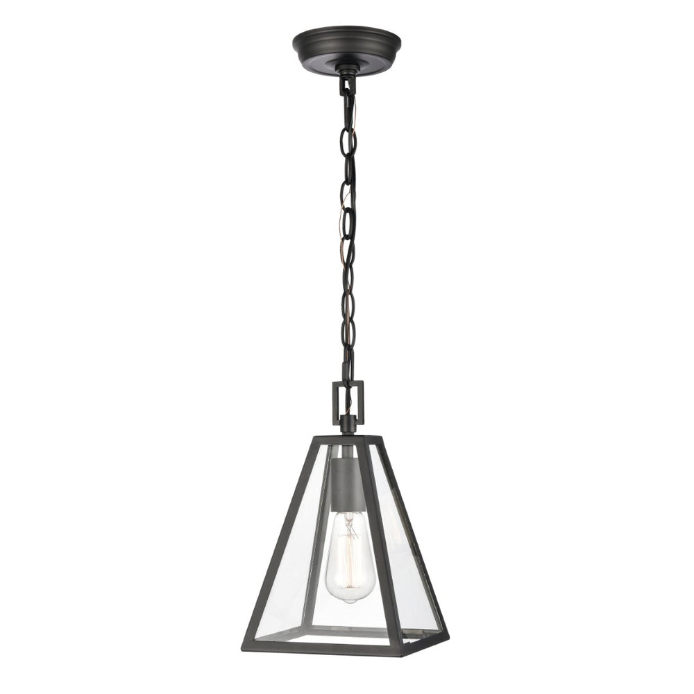 Atlas Tangent 7" Wide Modern Mini Pendant Light - Matte Black, Clear Glass Shade for Stylish Illumination CL11695-BK