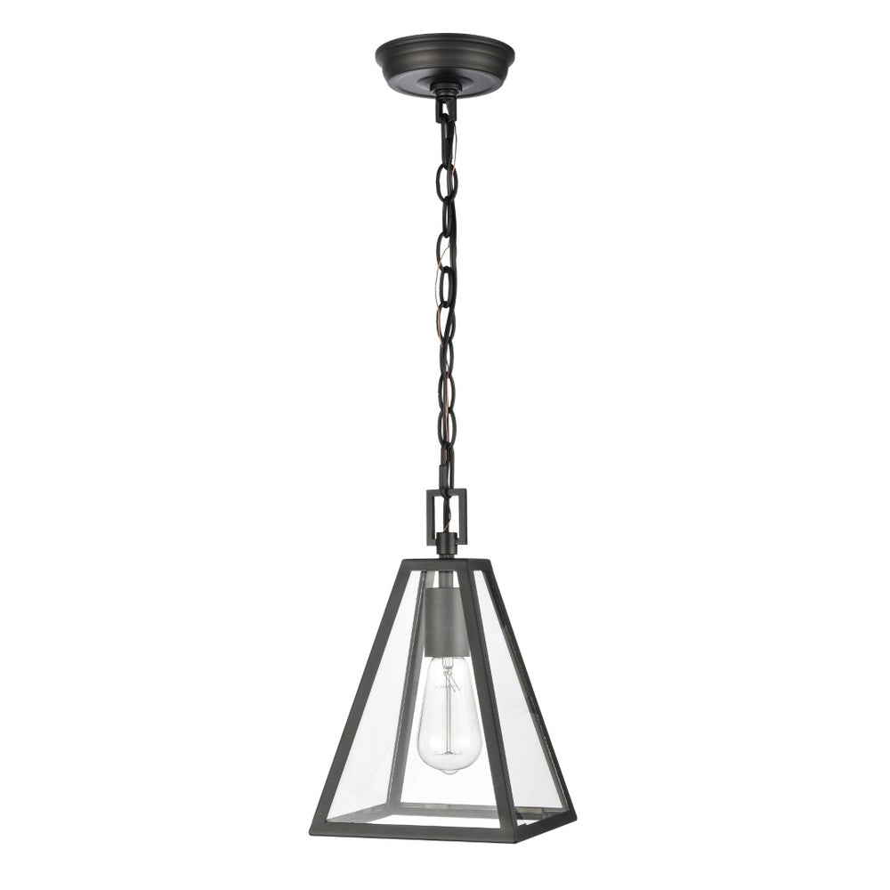 Atlas Tangent 7" Wide Modern Mini Pendant Light - Matte Black, Clear Glass Shade for Stylish Illumination CL11695-BK