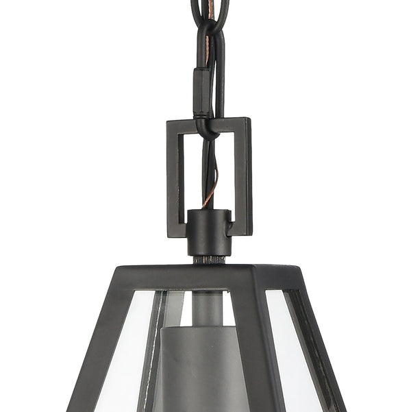 Atlas Tangent 7" Wide Modern Mini Pendant Light - Matte Black, Clear Glass Shade for Stylish Illumination CL11695-BK