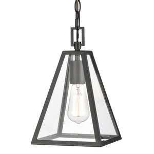 Atlas Tangent 7" Wide Modern Mini Pendant Light - Matte Black, Clear Glass Shade for Stylish Illumination CL11695-BK