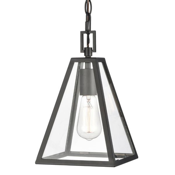 Atlas Tangent 7" Wide Modern Mini Pendant Light - Matte Black, Clear Glass Shade for Stylish Illumination CL11695-BK
