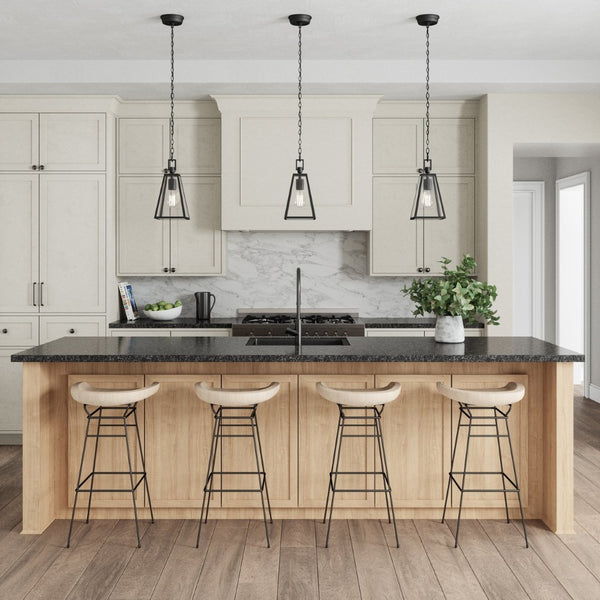 Atlas Tangent 7" Wide Modern Mini Pendant Light - Matte Black, Clear Glass Shade for Stylish Illumination CL11695-BK