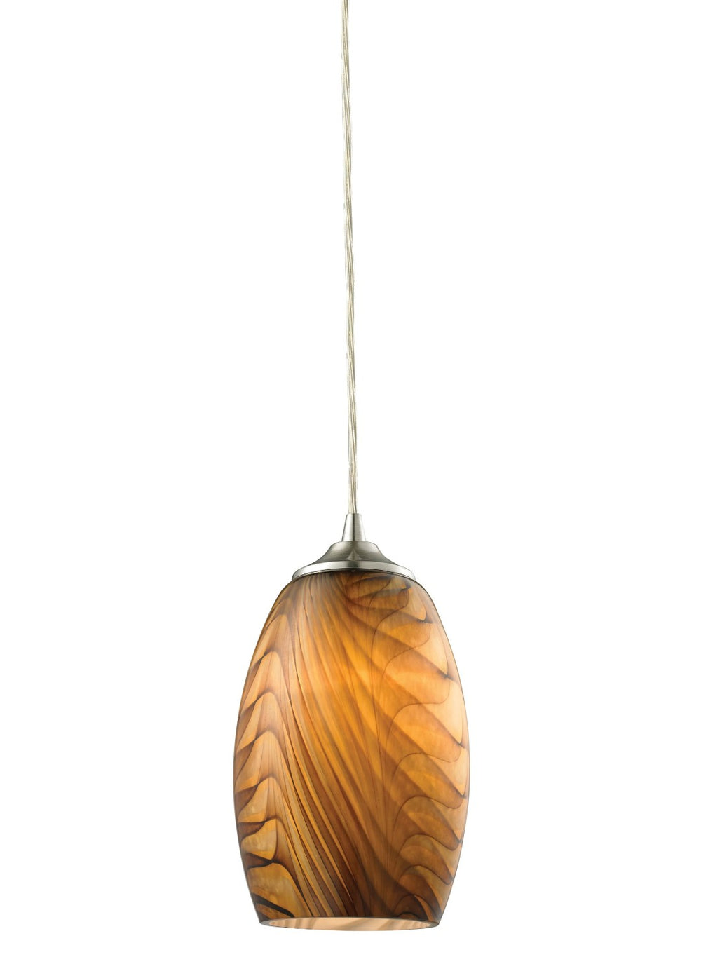 Atlas Tidewaters 5'' Wide 1-Light Pendant - Satin Nickel & Amber Glass for Modern Elegance in Any Space CL11697-BN
