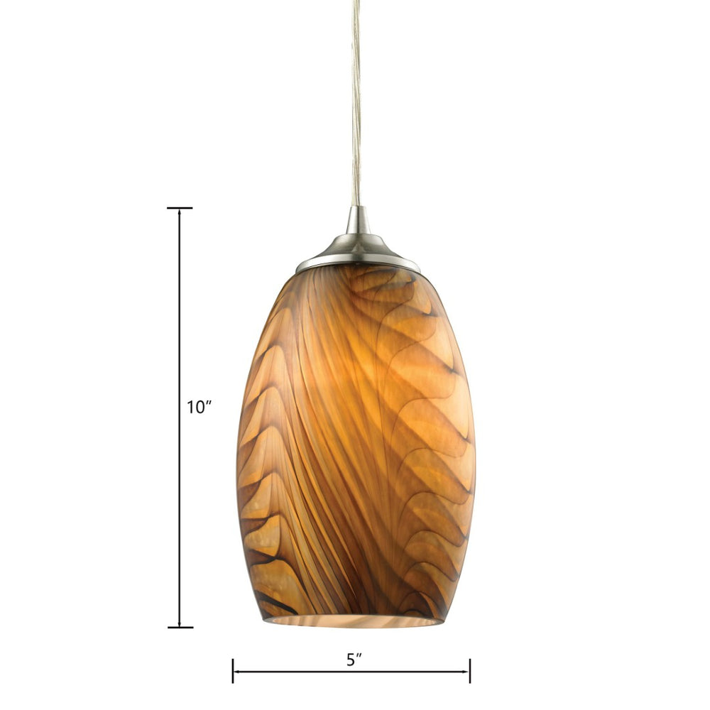 Atlas Tidewaters 5'' Wide 1-Light Pendant - Satin Nickel & Amber Glass for Modern Elegance in Any Space CL11697-BN