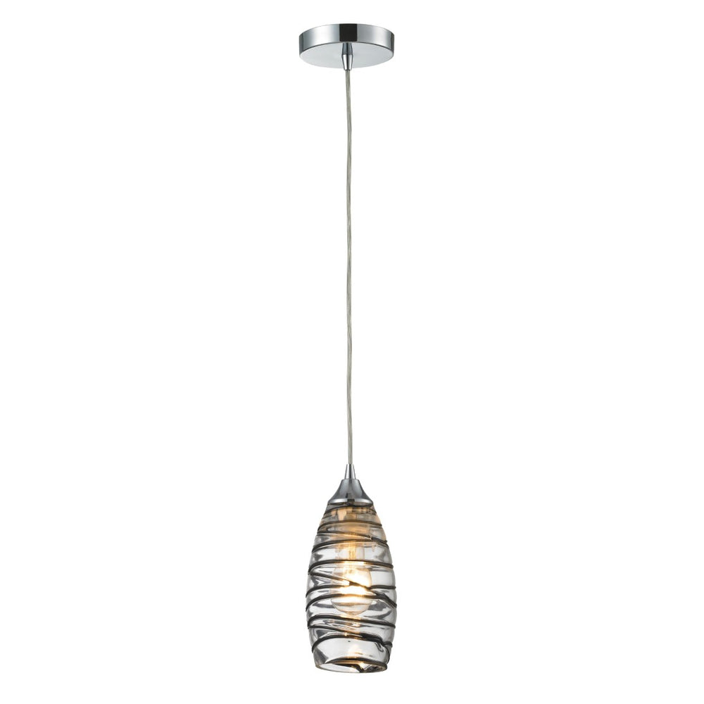 Atlas Twister 5'' Wide 1-Light Pendant - Artisan Hand-Blown Glass, Polished Chrome for Modern Elegance CL11700-CL