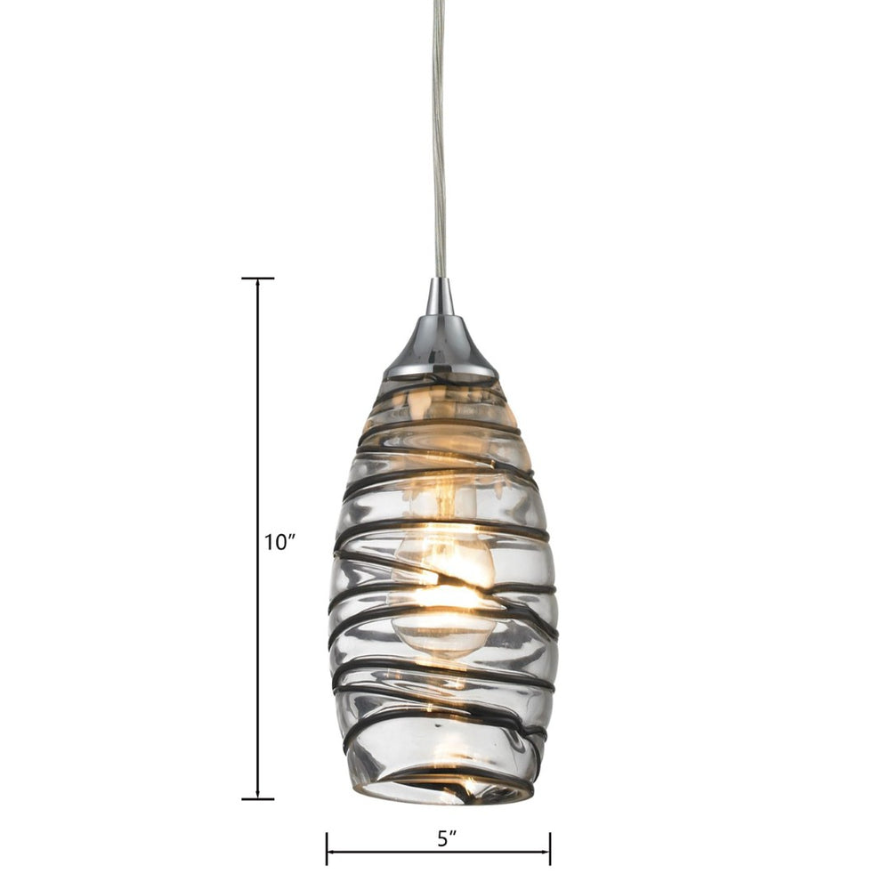 Atlas Twister 5'' Wide 1-Light Pendant - Artisan Hand-Blown Glass, Polished Chrome for Modern Elegance CL11700-CL