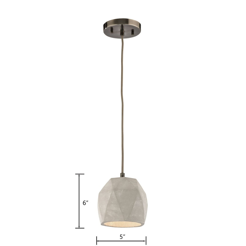 Atlas Urban Form Mini Pendant Light - Stylish Weathered Grey Concrete & Chic Accents for Modern Spaces Black Nickel 5'' CL11701-GY