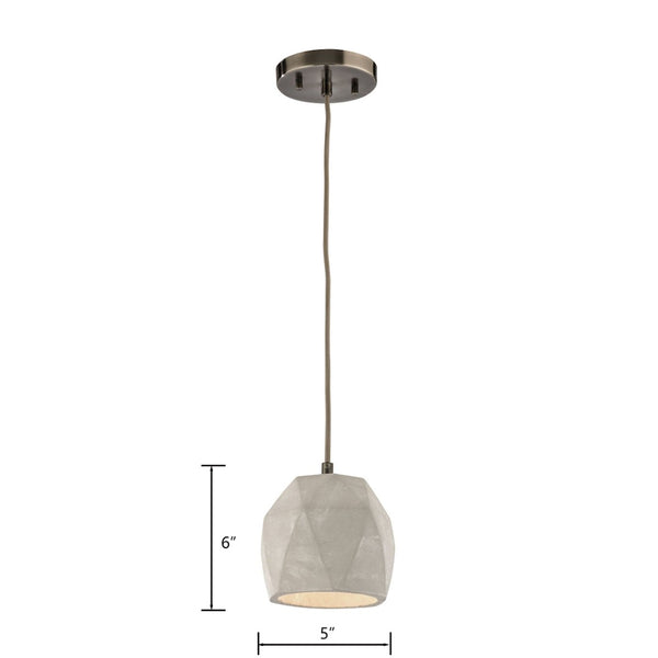 Atlas Urban Form Mini Pendant Light - Stylish Weathered Grey Concrete & Chic Accents for Modern Spaces Black Nickel 5'' CL11701-GY