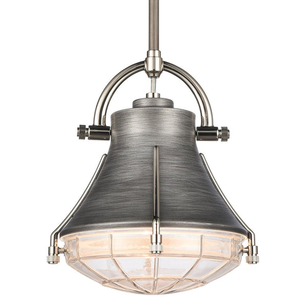 Atlas Urbanite 9'' Wide Industrial Mini Pendant Light for Stylish Task Lighting in Modern Interiors Weathered Zinc CL11702-SV