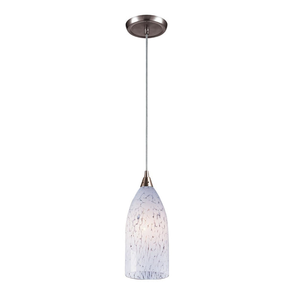Atlas Verona 5" Wide 1-Light Pendant - Hand-Blown Snow White Glass with Satin Nickel Finish for Modern Spaces CL11703-WH