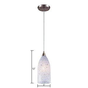 Atlas Verona 5" Wide 1-Light Pendant - Hand-Blown Snow White Glass with Satin Nickel Finish for Modern Spaces CL11703-WH